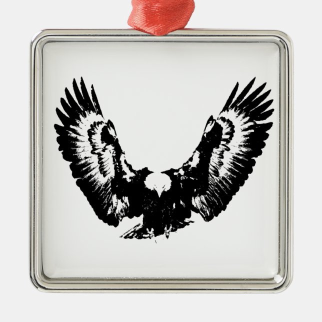 Black & White Eagle Metal Tree Decoration (Front)