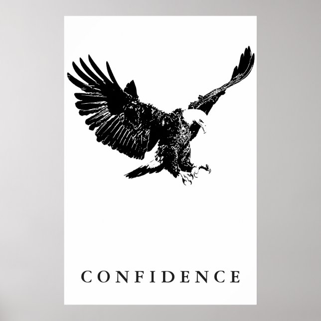 Black White Eagle Motivational Confidence Poster (Front)