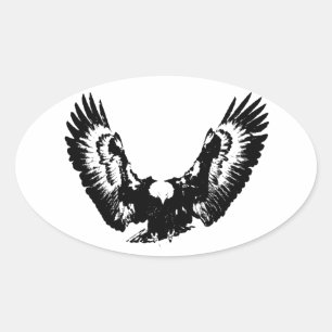 Black & White Eagle Oval Sticker