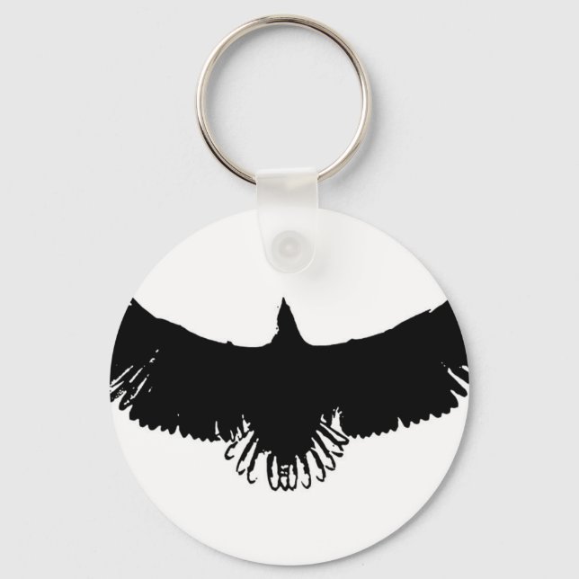 Black & White Eagle Silhouette Key Ring (Front)