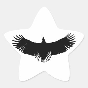 Black & White Eagle Silhouette Star Sticker