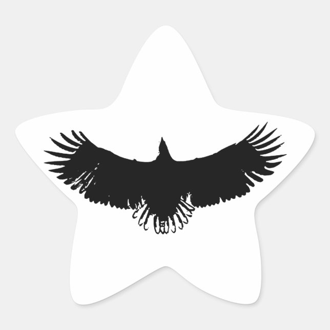 Black & White Eagle Silhouette Star Sticker (Front)