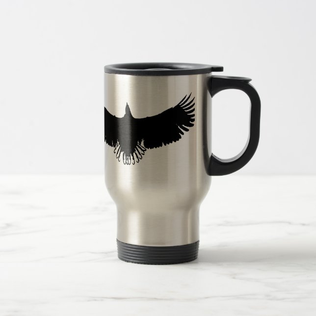 Black & White Eagle Silhouette Travel Mug (Right)