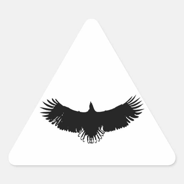 Black & White Eagle Silhouette Triangle Sticker (Front)