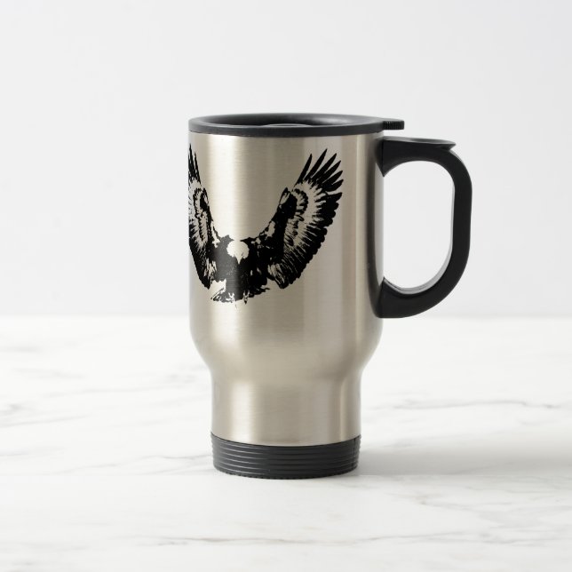 Black & White Eagle Travel Mug (Right)