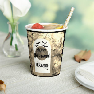 Black White Eat Drink and Be Scary Happy Halloween Paper Cups