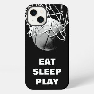 Black White Eat Sleep Play Basketball Motivational iPhone 13 Case