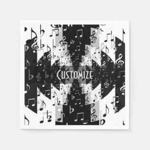Black & White Echo Music Notes Napkins