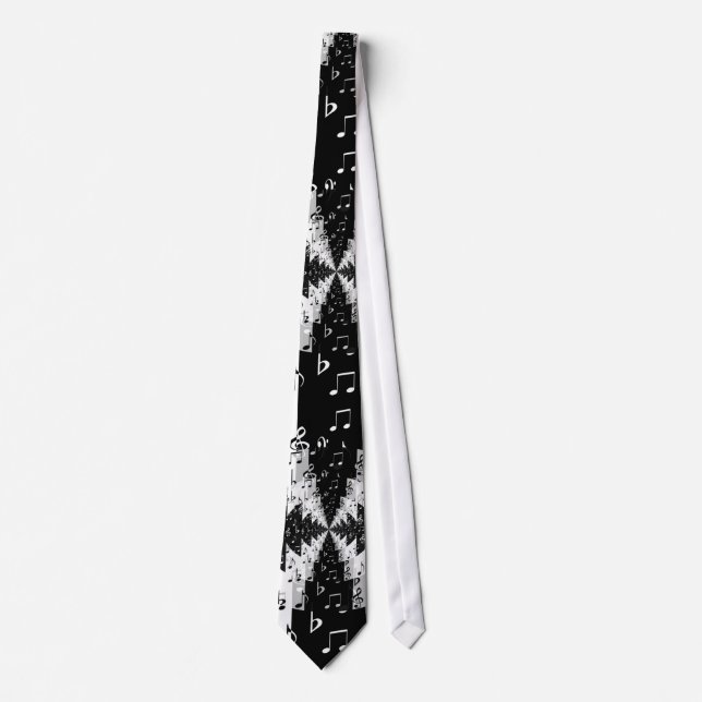 Black & White Echo Music Notes Pattern Tie (Front)