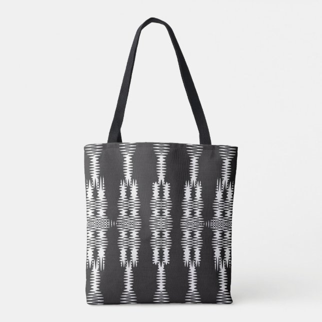 Black & White Echo Pattern Tote Bag (Back)