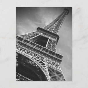 Black & White Eiffel Tower From Below - Paris Postcard