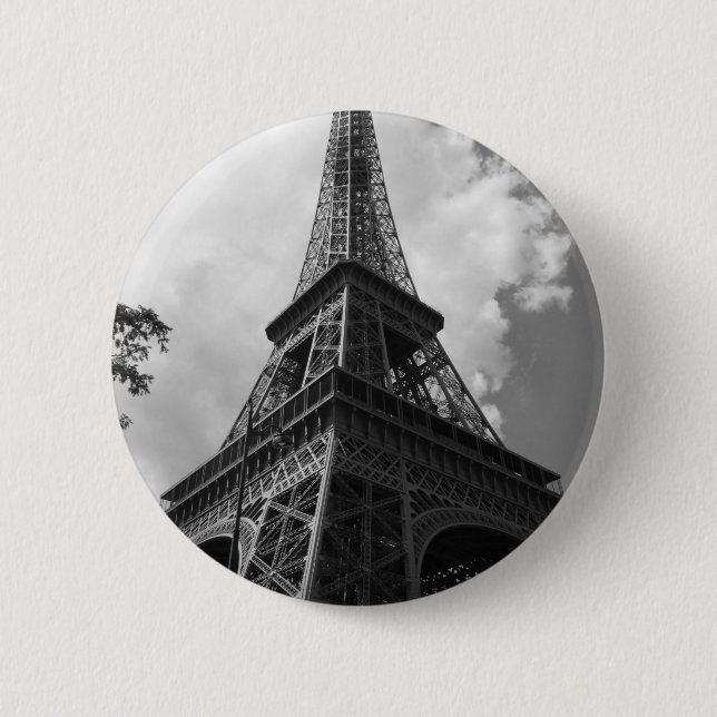 Black & White Eiffel Tower in Paris 6 Cm Round Badge (Front)