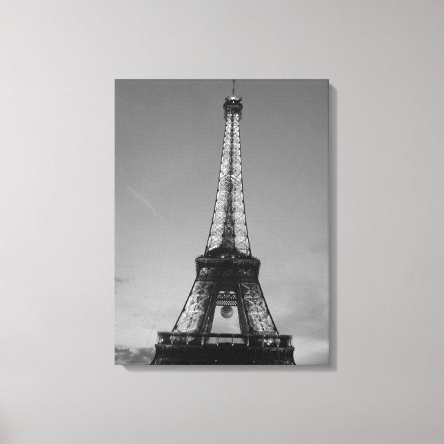 Black & White Eiffel Tower in Paris Canvas Print (Front)