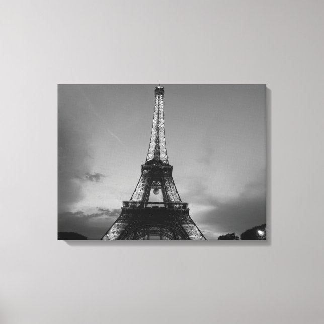 Black & White Eiffel Tower in Paris Canvas Print (Front)