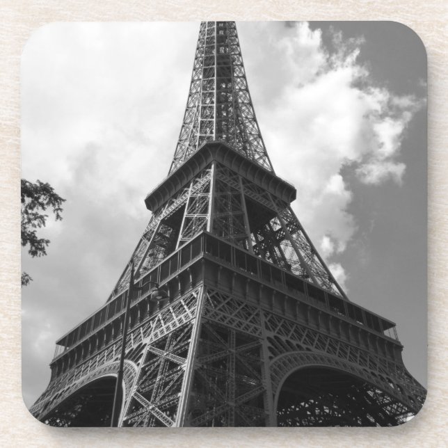Black & White Eiffel Tower in Paris Coaster (Front)