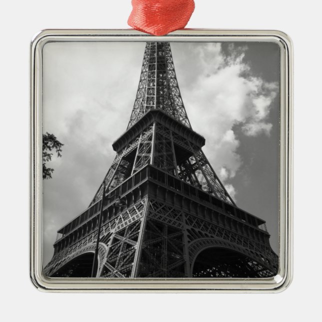 Black & White Eiffel Tower in Paris Metal Tree Decoration (Front)