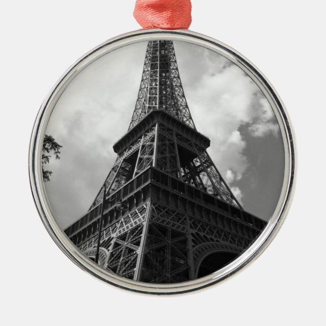 Black & White Eiffel Tower in Paris Metal Tree Decoration (Front)