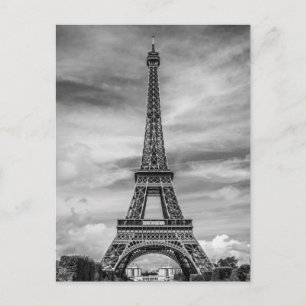 Black & White Eiffel Tower Paris City Postcard
