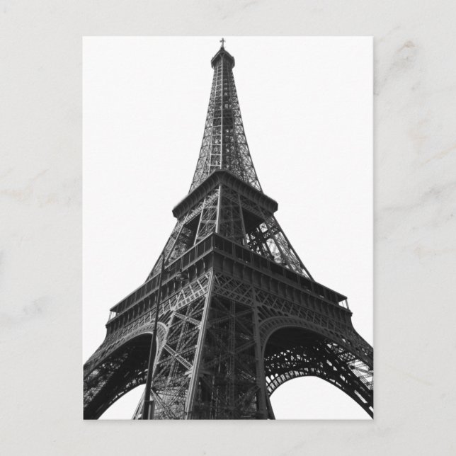 Black & White Eiffel Tower Paris European Travel Postcard (Front)