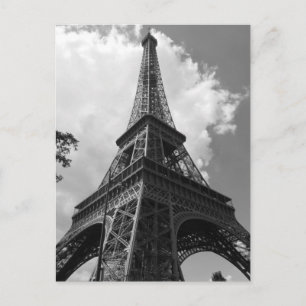 Black & White Eiffel Tower Paris European Travel Postcard