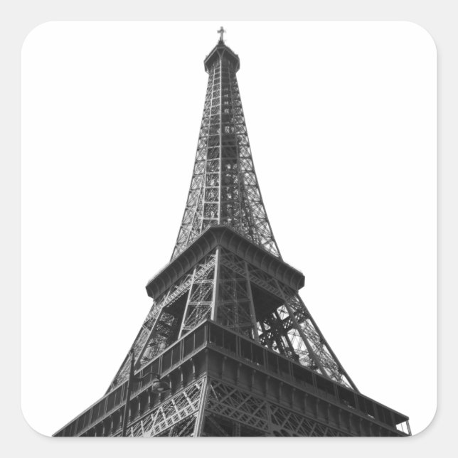 Black & White Eiffel Tower Paris European Travel Square Sticker (Front)