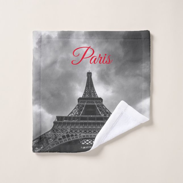 Black White Eiffel Tower Paris European Travel Wash Cloth (Wash Cloth)