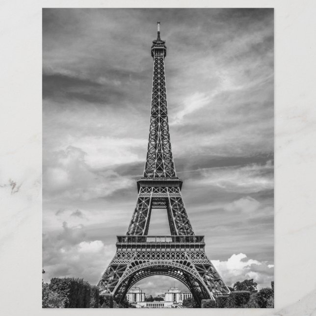 Black & White Eiffel Tower Paris France (Front)