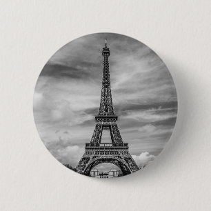 Black & White Eiffel Tower Paris France 6 Cm Round Badge