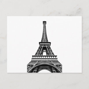 Black white Eiffel Tower Paris France Art Artwork Postcard