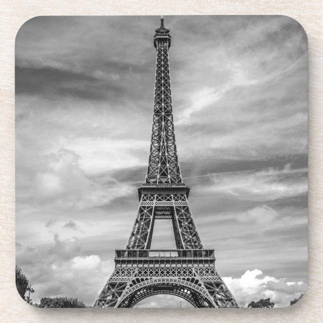 Black & White Eiffel Tower Paris France Coaster (Front)
