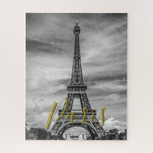 Black & White Eiffel Tower Paris France Jigsaw Puzzle