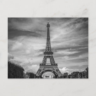 Black & White Eiffel Tower Paris France Postcard