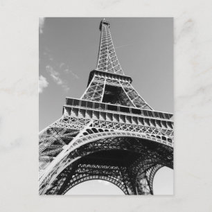 Black & White Eiffel Tower Paris France Postcard