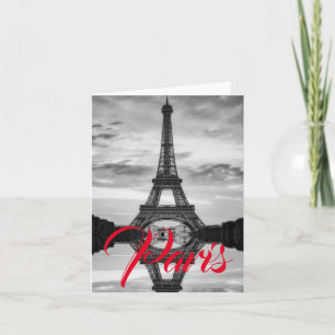 Black White Eiffel Tower Paris Love City Travel Card
