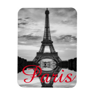 Black White Eiffel Tower Paris Love City Travel Magnet