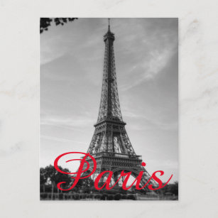 Black White Eiffel Tower Paris Love City Travel Postcard