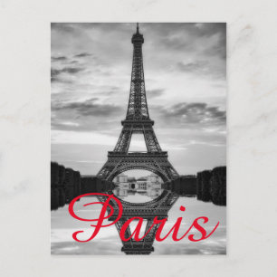 Black White Eiffel Tower Paris Love City Travel Postcard
