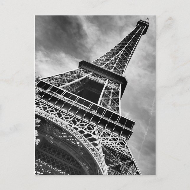 Black & White Eiffel Tower Paris Postcard (Front)