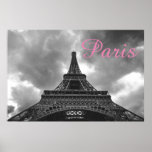 Black White Eiffel Tower Paris Romantic Love City Poster<br><div class="desc">European Travel - Paris City Places & Sightseeings - Eiffel Tower Digital Photography Artwork</div>