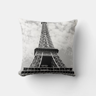 Black & White Eiffel Tower Paris Travel Cushion