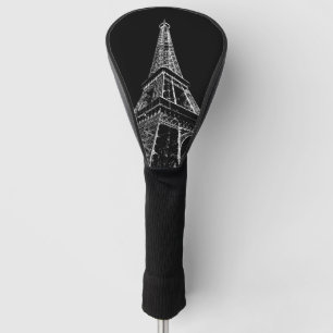 Black White Eiffel Tower Paris Travel Vintage Golf Head Cover