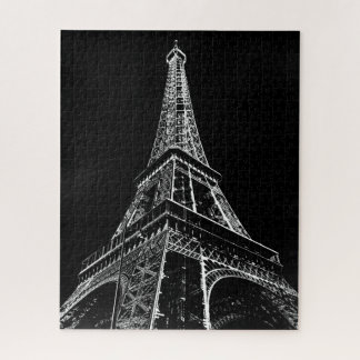 Black White Eiffel Tower Paris Travel Vintage Jigsaw Puzzle