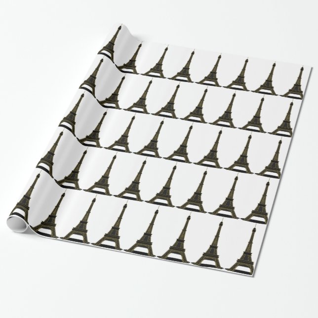 Black & White Eiffel  Tower Wrapping Paper (Unrolled)