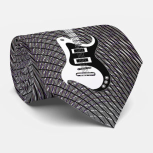 Black & White Electric Guitar Cool modern & trippy Tie