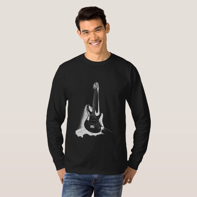 Black & White Electric Guitar - Shirts (Front Full)