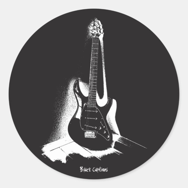 Black & White Electric Guitar - Sticker (Front)