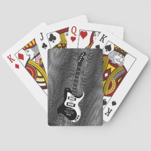 Black & White Electric Guitar trippy retro Pop Art Playing Cards