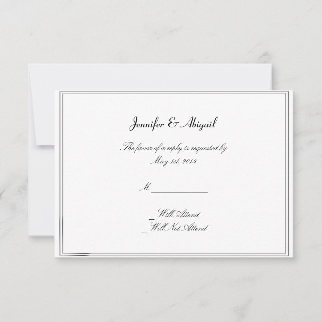 Black White Elegance Brides Wedding Response Card (Front)