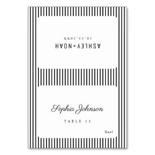 Black & White Elegance Classy Foldable Place Card