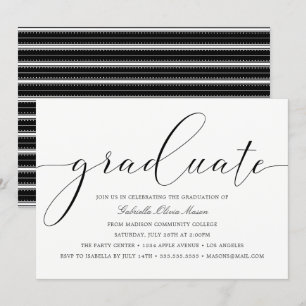 Black & White Elegance Graduation Party Invitation